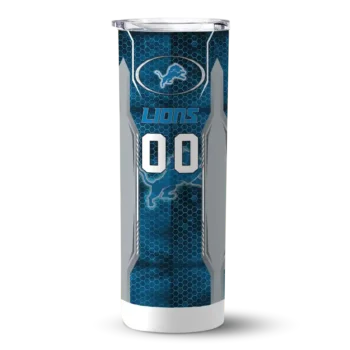 Customized Detroit Lions Stacked Diamond Blue Skinny Tumbler