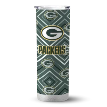 Customized Green Bay Packers Zipper Leopard Green Skinny Tumbler
