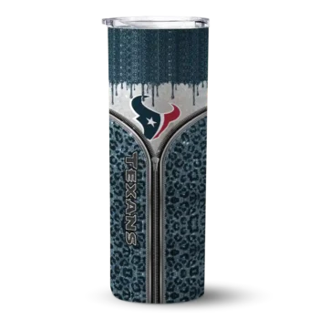 Houston Texans Skinny Tumbler - Customized Sparkle Drip Blue