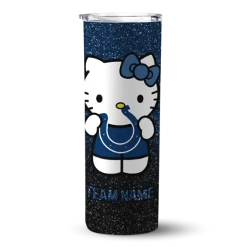 Indianapolis Colts Skinny Tumbler - Customized Hello Kitty Blue Black