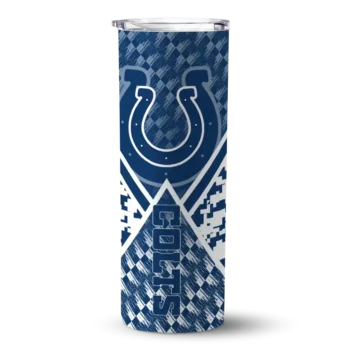 Indianapolis Colts Skinny Tumbler - Customized Monogram Burst Blue White