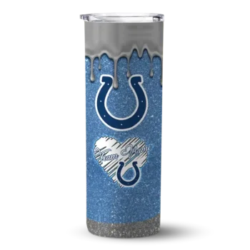 Indianapolis Colts Skinny Tumbler - Customized Pixel Fade Blue