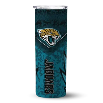 Jacksonville Jaguars Skinny Tumbler - Customized Spiral Burst Print Teal
