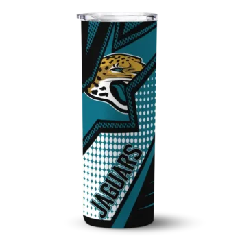 Jacksonville Jaguars Skinny Tumbler - Customized Web Stripes Teal White