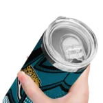 customized-jacksonville-jaguars-web-stripes-teal-white-skinny-tumbler-best-selling.webp