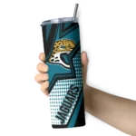 customized-jacksonville-jaguars-web-stripes-teal-white-skinny-tumbler-best-selling.webp