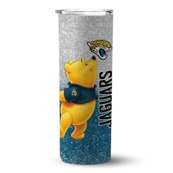 Jacksonville Jaguars Skinny Tumbler - Customized Winnie the Pooh Teal Gray