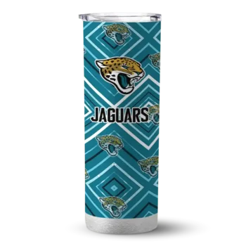 Jacksonville Jaguars Skinny Tumbler - Customized Zipper Leopard Teal