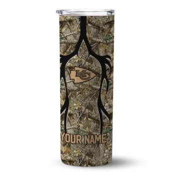 Kansas City Chiefs Skinny Tumbler - Customized Antler Flow Camo