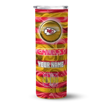 Kansas City Chiefs Skinny Tumbler - Customized Patterned Waves Red
