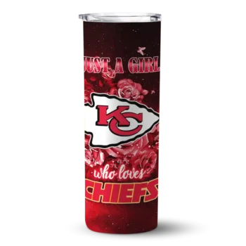 Kansas City Chiefs Skinny Tumbler - Customized Rose Romance Red Black