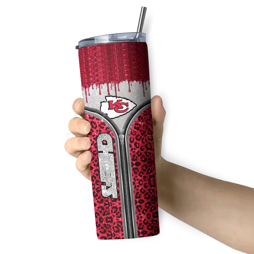 customized-kansas-city-chiefs-sparkle-drip-red-skinny-tumbler-premium-grade.webp