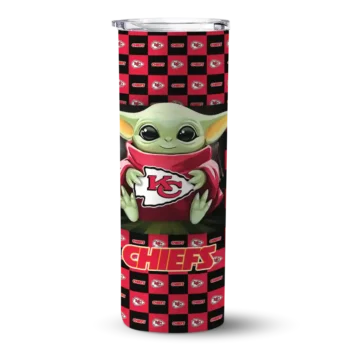 Kansas City Chiefs Skinny Tumbler - Customized Yoda Cozy Red Black
