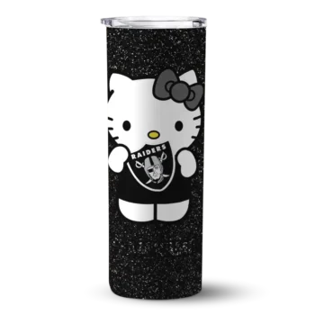 Las Vegas Raiders Skinny Tumbler - Customized Hello Kitty Black