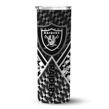 Las Vegas Raiders Skinny Tumbler - Customized Monogram Burst Black White