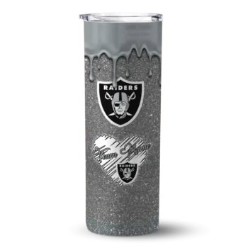 Las Vegas Raiders Skinny Tumbler - Customized Pixel Fade Black