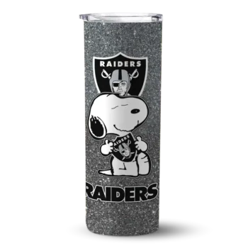 Las Vegas Raiders Skinny Tumbler - Customized Snoopy Attitude Black