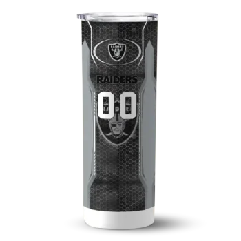 Las Vegas Raiders Skinny Tumbler - Customized Stacked Diamond Black