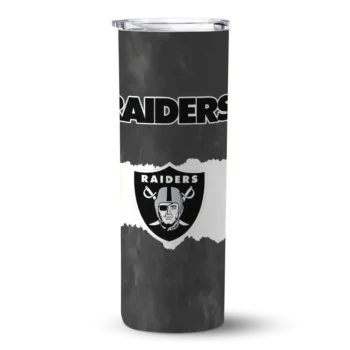 Las Vegas Raiders Skinny Tumbler - Customized Torn Band Black White
