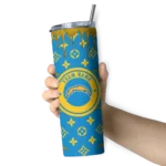 customized-los-angeles-chargers-camo-streak-blue-skinny-tumbler-best-selling.webp