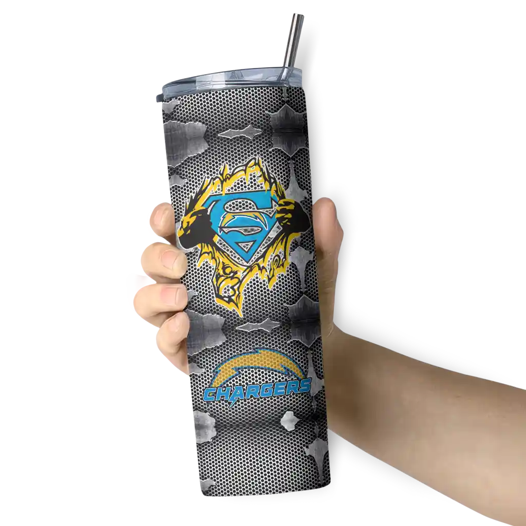 customized-los-angeles-chargers-chevron-v-blue-gray-skinny-tumbler-premium-grade.webp