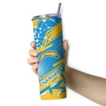 customized-los-angeles-chargers-helmet-clash-blue-skinny-tumbler-best-selling.webp