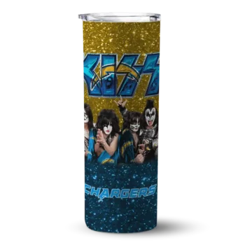 Los Angeles Chargers Skinny Tumbler - Customized Kiss Band Gold