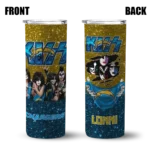 customized-los-angeles-chargers-kiss-band-gold-skinny-tumbler-best-selling.webp