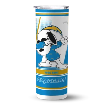 Los Angeles Chargers Skinny Tumbler - Customized Snoopy Dog Blue White