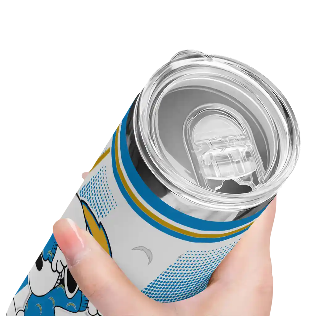 customized-los-angeles-chargers-snoopy-dog-blue-white-skinny-tumbler-high-quality.webp