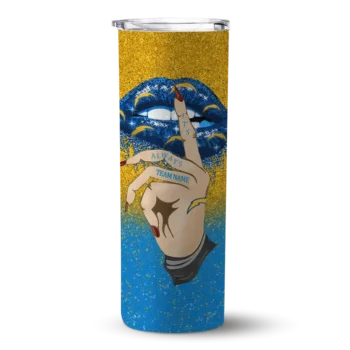 Los Angeles Chargers Skinny Tumbler - Customized Sparkle Lips Blue