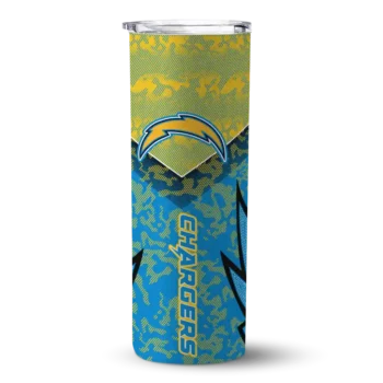 Los Angeles Chargers Skinny Tumbler - Customized Spiral Burst Print Blue