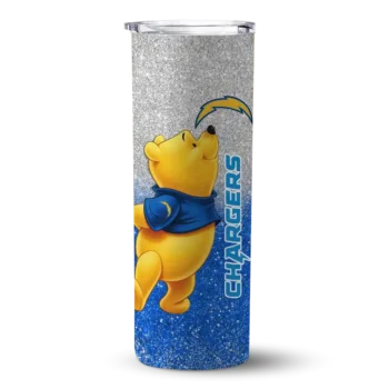Los Angeles Chargers Skinny Tumbler - Customized Winnie the Pooh Blue Gray