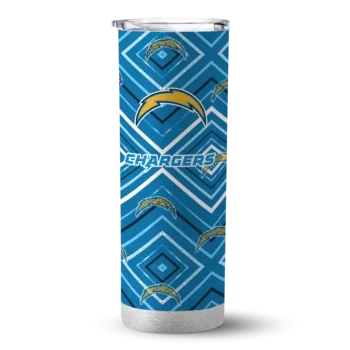 Los Angeles Chargers Skinny Tumbler - Customized Zipper Leopard Blue