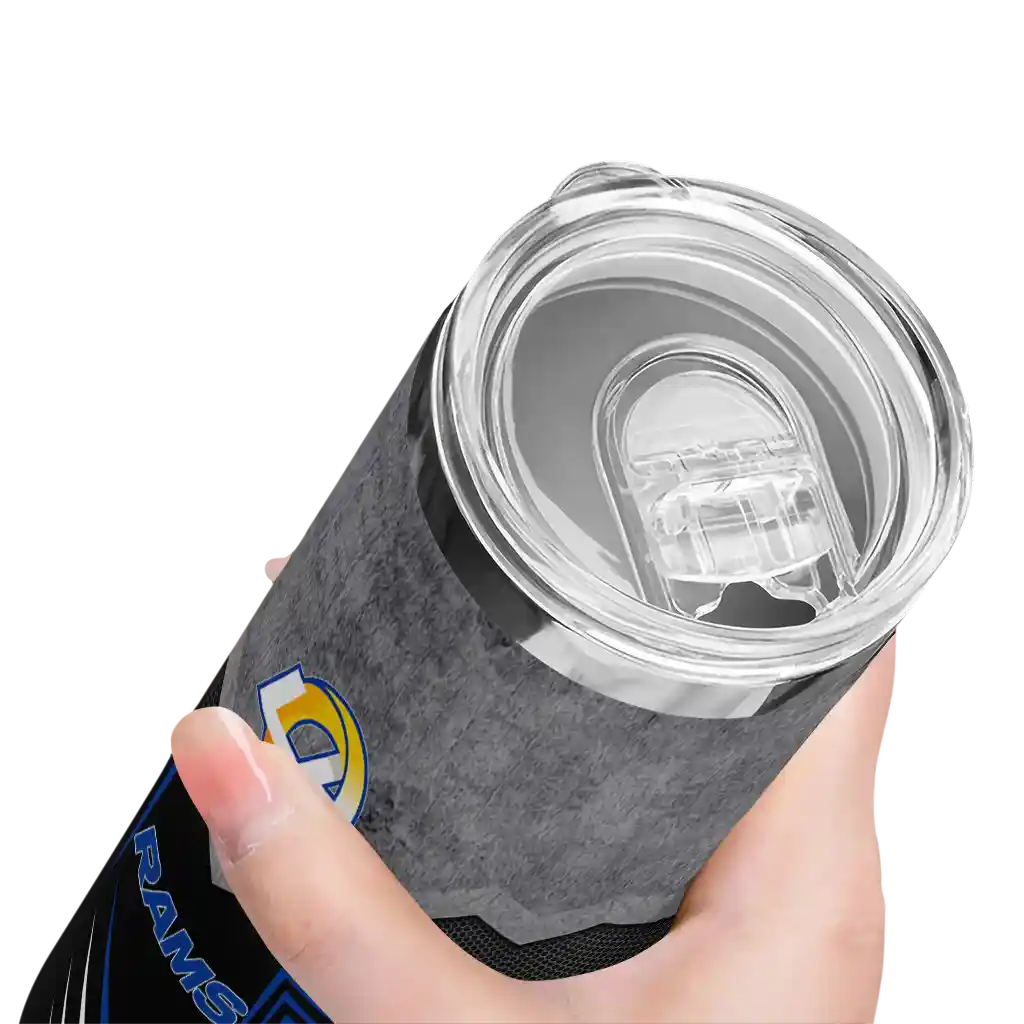 customized-los-angeles-rams-hexagon-honeycomb-blue-black-skinny-tumbler-high-quality.webp