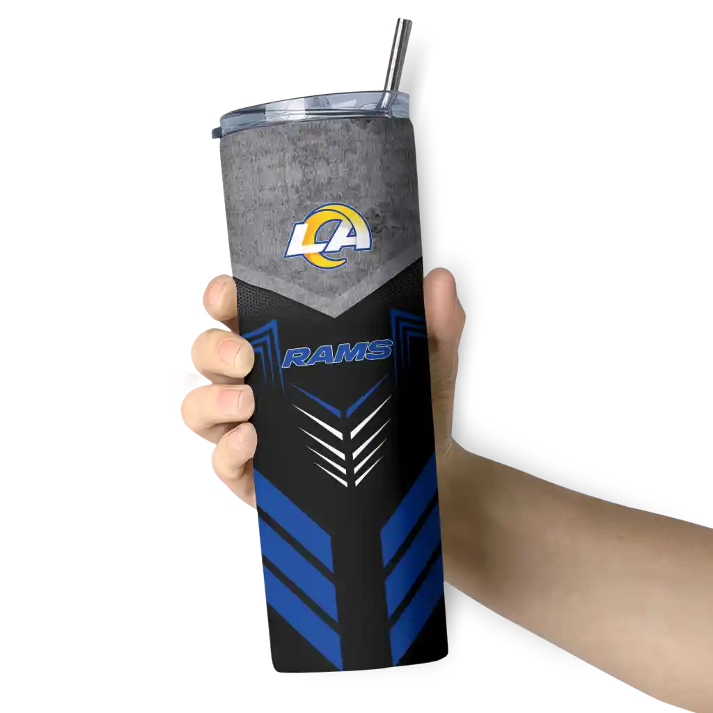 customized-los-angeles-rams-hexagon-honeycomb-blue-black-skinny-tumbler-premium-grade.webp