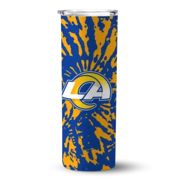 Los Angeles Rams Skinny Tumbler - Customized Metallic Grid Blue