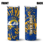 customized-los-angeles-rams-metallic-grid-blue-skinny-tumbler-best-selling.webp