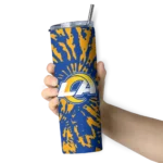 customized-los-angeles-rams-metallic-grid-blue-skinny-tumbler-best-selling.webp