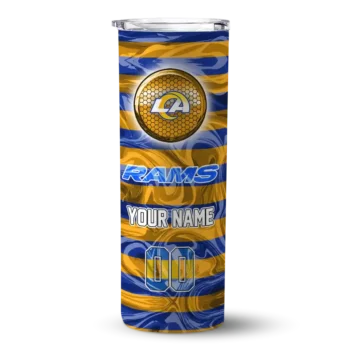 Los Angeles Rams Skinny Tumbler - Customized Patterned Waves Blue