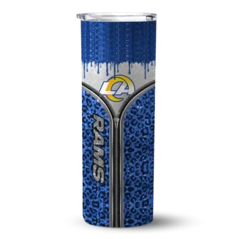Los Angeles Rams Skinny Tumbler - Customized Sparkle Drip Blue