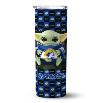Los Angeles Rams Skinny Tumbler - Customized Yoda Cozy Blue Black