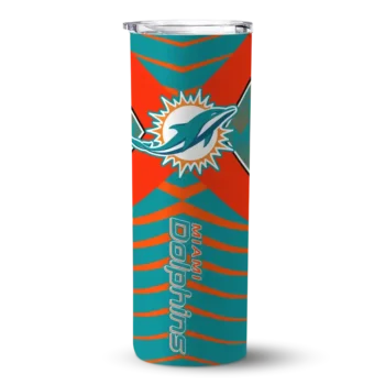 Miami Dolphins Skinny Tumbler - Customized Camo Texture Aqua