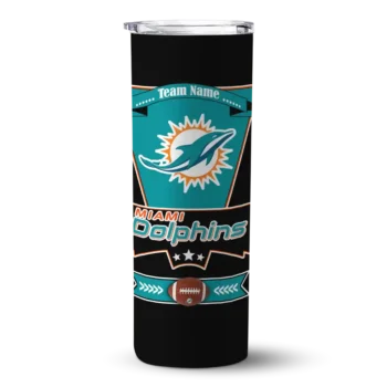 Miami Dolphins Skinny Tumbler - Customized Helmet Belt Aqua Black