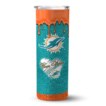 Miami Dolphins Skinny Tumbler - Customized Pixel Fade Aqua