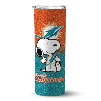 Miami Dolphins Skinny Tumbler - Customized Snoopy Attitude Aqua