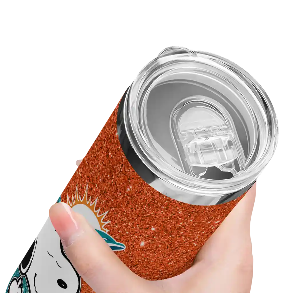 customized-miami-dolphins-snoopy-attitude-aqua-skinny-tumbler-high-quality.webp
