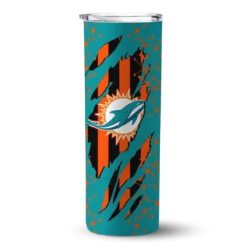 Miami Dolphins Skinny Tumbler - Customized Star Pop Aqua Black