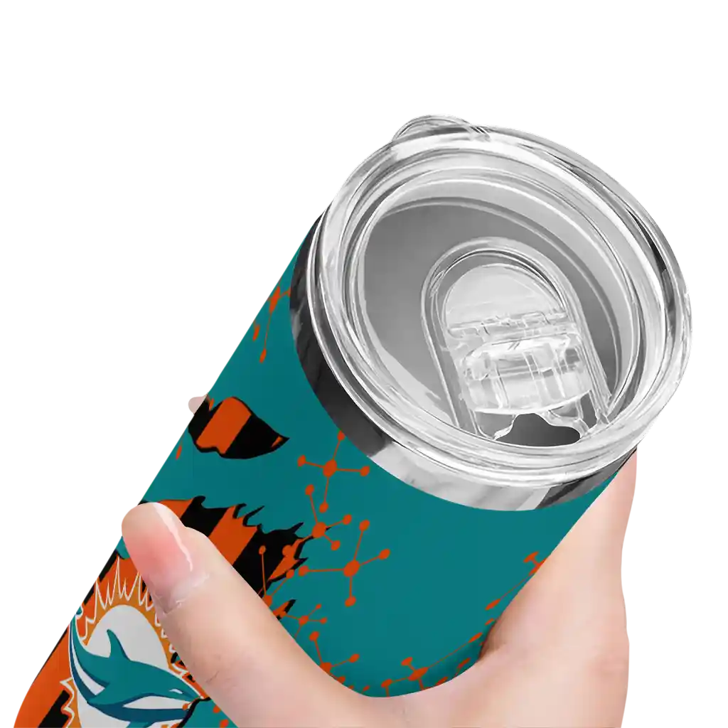 customized-miami-dolphins-star-pop-aqua-black-skinny-tumbler-high-quality.webp