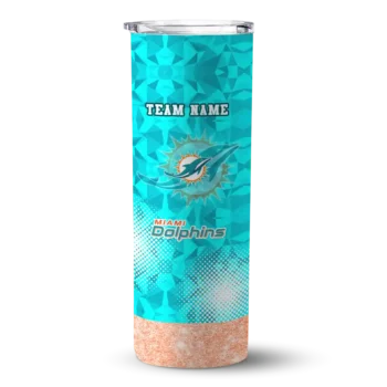Miami Dolphins Skinny Tumbler - Customized Starburst Tiles Aqua